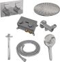 Brauer Chrome Carving thermostatische inbouw regendouche met drukknoppen SET 60 met 30 cm douchekop en plafondarm en 3-standen handdouche en doucheslang en wandaansluitbocht chroom - Thumbnail 3