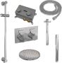 Brauer Chrome Carving thermostatische inbouw regendouche met drukknoppen SET 65 met 20 cm douchekop en plafondarm en staaf handdouche en doucheslang en geïntegreerde glijstang chroom - Thumbnail 3