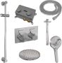 Brauer Chrome Carving thermostatische inbouw regendouche met drukknoppen SET 71 met 20 cm douchekop en plafondarm en 3-standen handdouche en doucheslang en geïntegreerde glijstang chroom - Thumbnail 3