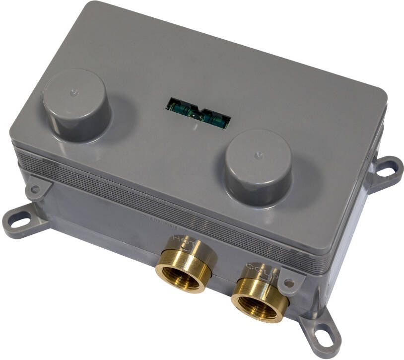 Brauer Chrome Carving thermostatische inbouw regendouche met drukknoppen SET 71 met 20 cm douchekop en plafondarm en 3-standen handdouche en doucheslang en geïntegreerde glijstang chroom