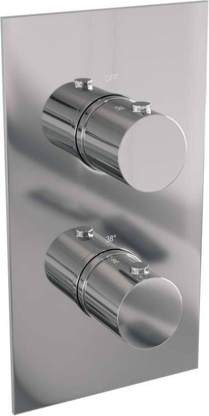 Brauer Chrome Edition inbouwset met 3-weg thermostaat hoofddouche 20cm gebogen wandarm 40cm staafhanddouche glijstang met aansluitbocht chroom