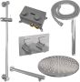 Brauer Chrome Edition thermostatische inbouw regendouche met drukknoppen SET 62 met 30 cm douchekop en rechte muurarm en staaf handdouche en doucheslang en geïntegreerde glijstang chroom - Thumbnail 2