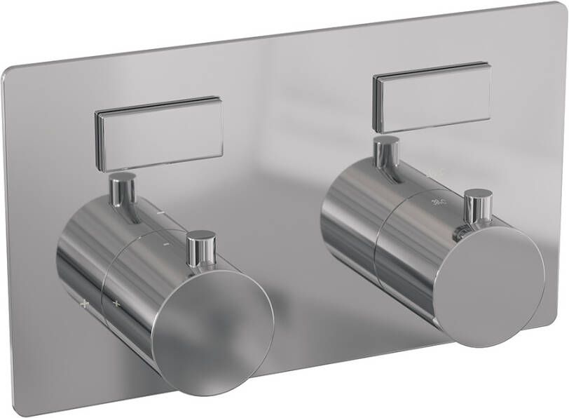 Brauer Chrome Edition thermostatische inbouw regendouche met drukknoppen SET 62 met 30 cm douchekop en rechte muurarm en staaf handdouche en doucheslang en geïntegreerde glijstang chroom
