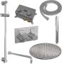 Brauer Chrome Edition thermostatische inbouw regendouche met drukknoppen SET 64 met 30 cm douchekop en gebogen muurarm en staaf handdouche en doucheslang en geïntegreerde glijstang chroom - Thumbnail 3