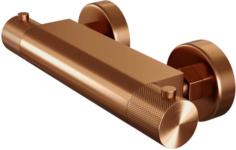 Brauer Copper Carving glijstangset met thermostaat staafhanddouche koper geborsteld PVD