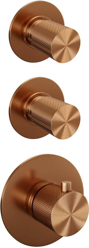 Brauer Copper Carving thermostatische inbouw doucheset hoofddouche 20cm plafondbuis staafhanddouche koper geborsteld PVD
