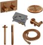 Brauer Copper Carving thermostatische inbouw regendouche met drukknoppen SET 53 met 20 cm douchekop en plafondarm en staaf handdouche en doucheslang en wandaansluitbocht koper geborsteld PVD - Thumbnail 3