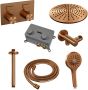 Brauer Copper Carving thermostatische inbouw regendouche met drukknoppen SET 60 met 30 cm douchekop en plafondarm en 3-standen handdouche en doucheslang en wandaansluitbocht koper geborsteld PVD - Thumbnail 4