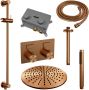 Brauer Copper Carving thermostatische inbouw regendouche met drukknoppen SET 66 met 30 cm douchekop en plafondarm en staaf handdouche en doucheslang en geïntegreerde glijstang koper geborsteld PVD - Thumbnail 3