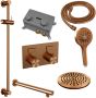 Brauer Copper Carving thermostatische inbouw regendouche met drukknoppen SET 67 met 20 cm douchekop en rechte muurarm en 3-standen handdouche en doucheslang en geïntegreerde glijstang koper geborsteld PVD - Thumbnail 3