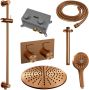 Brauer Copper Carving thermostatische inbouw regendouche met drukknoppen SET 72 met 30 cm douchekop en plafondarm en 3-standen handdouche en doucheslang en geïntegreerde glijstang koper geborsteld PVD - Thumbnail 3