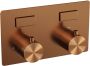 Brauer Copper Edition thermostatische inbouw badkraan met drukknoppen SET 03 met uitloop en staaf handdouche en doucheslang en wandaansluitbocht koper geborsteld PVD - Thumbnail 3