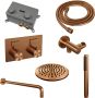 Brauer Copper Edition thermostatische inbouw regendouche met drukknoppen SET 51 met 20 cm douchekop en gebogen muurarm en staaf handdouche en doucheslang en wandaansluitbocht koper geborsteld PVD - Thumbnail 3