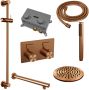 Brauer Copper Edition thermostatische inbouw regendouche met drukknoppen SET 61 met 20 cm douchekop en rechte muurarm en staaf handdouche en doucheslang en geïntegreerde glijstang koper geborsteld PVD - Thumbnail 3