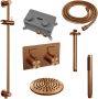 Brauer Copper Edition thermostatische inbouw regendouche met drukknoppen SET 65 met 20 cm douchekop en plafondarm en staaf handdouche en doucheslang en geïntegreerde glijstang koper geborsteld PVD - Thumbnail 3