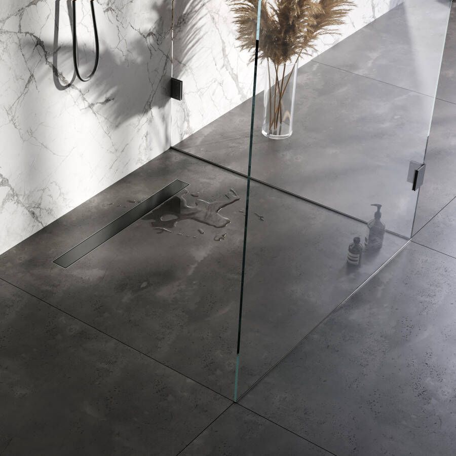 Brauer douchegoot met multifunctioneel rooster en vloerflens 80cm gunmetal geborsteld PVD