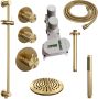 Brauer Gold Carving Regendoucheset inbouw hoofddouche 20cm plafondarm 20cm 3 carving knoppen handdouche staaf 1 stand PVD geborsteld goud 5-GG-113 - Thumbnail 4
