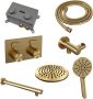 Brauer Gold Carving thermostatische inbouw regendouche met drukknoppen SET 55 met 20 cm douchekop en rechte muurarm en 3-standen handdouche en doucheslang en wandaansluitbocht goud geborsteld PVD - Thumbnail 3