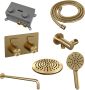 Brauer Gold Carving thermostatische inbouw regendouche met drukknoppen SET 57 met 20 cm douchekop en gebogen muurarm en 3-standen handdouche en doucheslang en wandaansluitbocht goud geborsteld PVD - Thumbnail 3