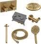 Brauer Gold Carving thermostatische inbouw regendouche met drukknoppen SET 59 met 20 cm douchekop en plafondarm en 3-standen handdouche en doucheslang en wandaansluitbocht goud geborsteld PVD - Thumbnail 3