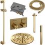 Brauer Gold Carving thermostatische inbouw regendouche met drukknoppen SET 66 met 30 cm douchekop en plafondarm en staaf handdouche en doucheslang en geïntegreerde glijstang goud geborsteld PVD - Thumbnail 3