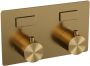 Brauer Gold Edition thermostatische inbouw badkraan met drukknoppen SET 03 met badvulcombinatie en staaf handdouche en doucheslang en wandaansluitbocht goud geborsteld PVD - Thumbnail 3