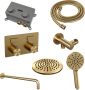 Brauer Gold Edition thermostatische inbouw regendouche met drukknoppen SET 57 met 20 cm douchekop en gebogen muurarm en 3-standen handdouche en doucheslang en wandaansluitbocht goud geborsteld PVD - Thumbnail 2