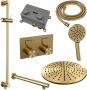 Brauer Gold Edition thermostatische inbouw regendouche met drukknoppen SET 68 met 30 cm douchekop en rechte muurarm en 3-standen handdouche en doucheslang en geïntegreerde glijstang goud geborsteld PVD - Thumbnail 3