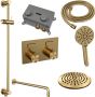 Brauer Gold Edition thermostatische inbouw regendouche met drukknoppen SET 69 met 20 cm douchekop en gebogen muurarm en 3-standen handdouche en doucheslang en geïntegreerde glijstang goud geborsteld PVD - Thumbnail 3