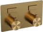 Brauer Gold Edition thermostatische inbouw regendouche met drukknoppen SET 69 met 20 cm douchekop en gebogen muurarm en 3-standen handdouche en doucheslang en geïntegreerde glijstang goud geborsteld PVD - Thumbnail 4