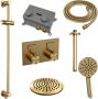 Brauer Gold Edition thermostatische inbouw regendouche met drukknoppen SET 71 met 20 cm douchekop en plafondarm en 3-standen handdouche en doucheslang en geïntegreerde glijstang goud geborsteld PVD - Thumbnail 2