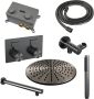 Brauer Gunmetal Carving thermostatische inbouw regendouche met drukknoppen SET 50 met 30 cm douchekop en rechte muurarm en staaf handdouche en doucheslang en wandaansluitbocht gunmetal geborsteld PVD - Thumbnail 3