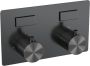 Brauer Gunmetal Carving thermostatische inbouw regendouche met drukknoppen SET 55 met 20 cm douchekop en rechte muurarm en 3-standen handdouche en doucheslang en wandaansluitbocht gunmetal geborsteld PVD - Thumbnail 4