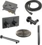 Brauer Gunmetal Edition thermostatische inbouw regendouche met drukknoppen SET 49 met 20 cm douchekop en rechte muurarm en staaf handdouche en doucheslang en wandaansluitbocht gunmetal geborsteld PVD - Thumbnail 3