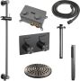 Brauer Gunmetal Edition thermostatische inbouw regendouche met drukknoppen SET 65 met 20 cm douchekop en plafondarm en staaf handdouche en doucheslang en geïntegreerde glijstang gunmetal geborsteld PVD - Thumbnail 3