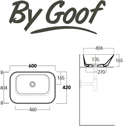 By Goof Mees Design opzetwastafel Rechthoek 60x42cm Mat Grijs