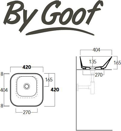 By Goof Mees Design opzetwastafel Vierkant 42x42cm Mat Grijs