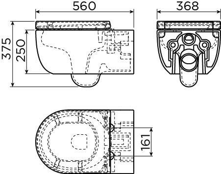 Clou Hammock hangtoilet Rimless glans wit met zitting one pack