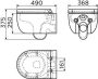 Clou Hammock randloze wandtoilet versie 49cm met toiletzitting met deksel soft closing en quick release systeem mat zwart. 37x56x38(bxdxh ) - Thumbnail 2