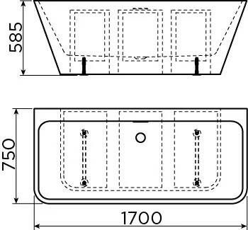 Clou InBe halfvrijstaand bad 170x75cm rechthoek wit