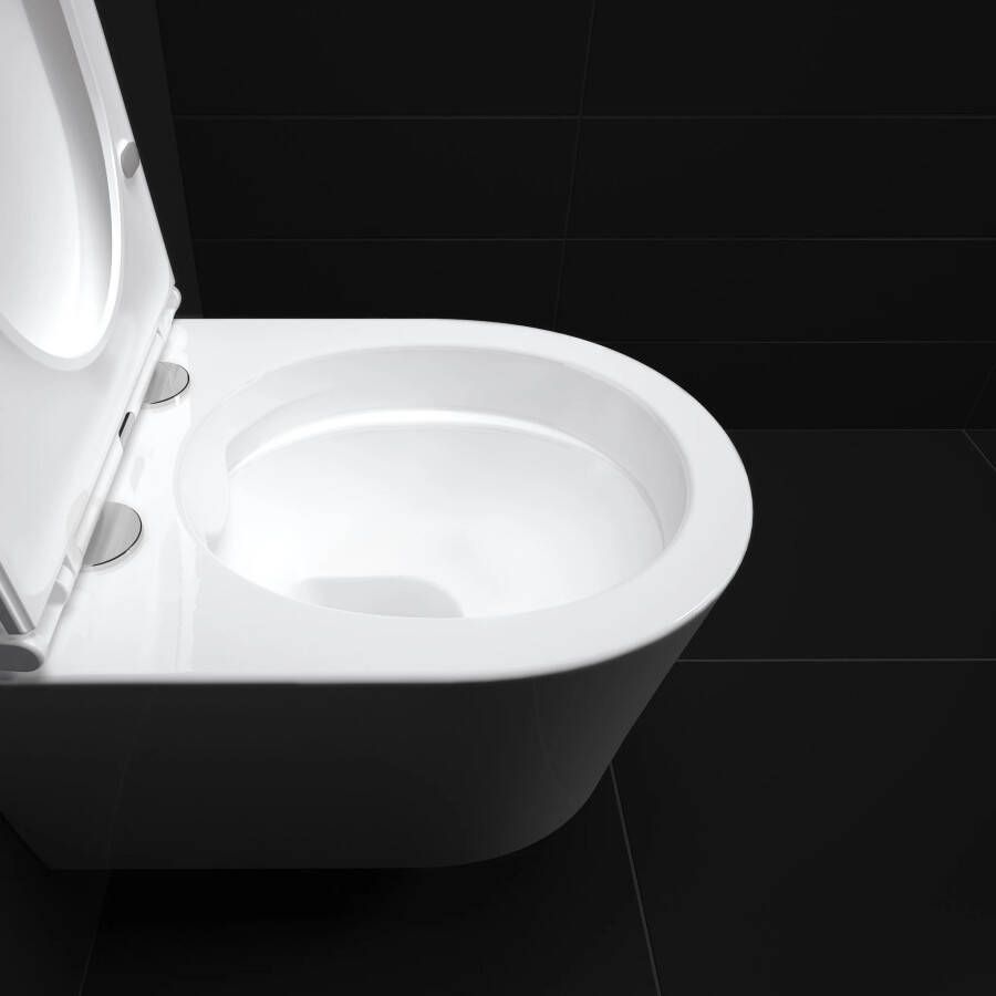 Clou InBe toiletset hangtoilet Rimless glans wit met Tece reservoir bedieningsplaat glans wit
