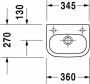 Duravit D-code fontein 36x27 cm met 1 kraangat links met overloop wit - Thumbnail 4
