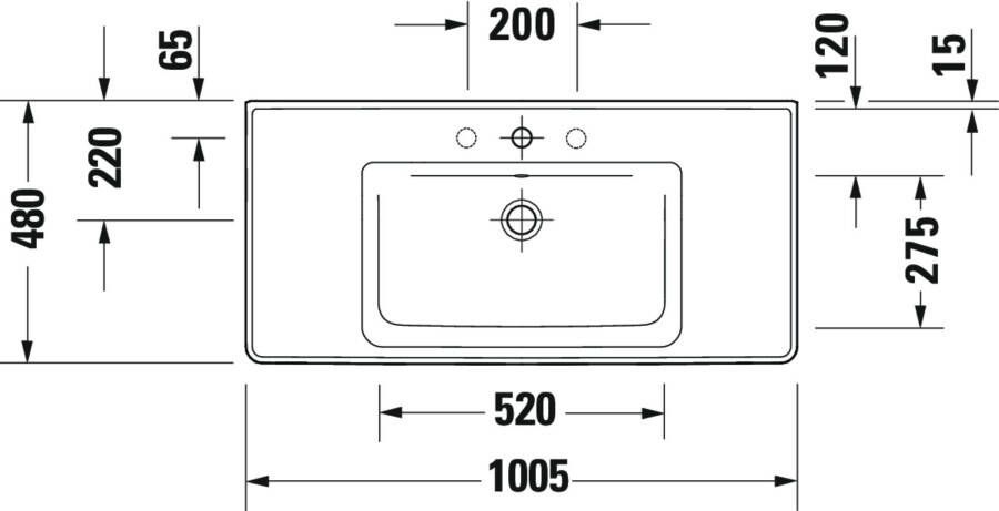 DURAVIT D-Neo meubelwastafel 100 5cm zonder kraangat Wit Wondergliss