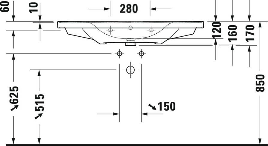 DURAVIT D-Neo meubelwastafel 100 5cm zonder kraangat Wit Wondergliss