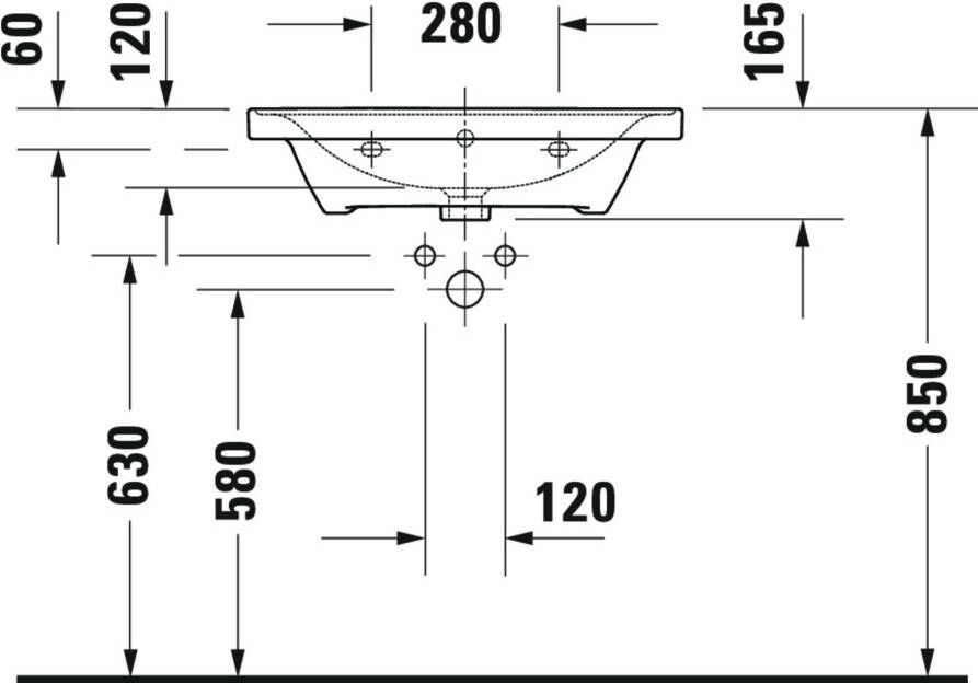 DURAVIT D-Neo meubelwastafel 65cm zonder kraangat Wit