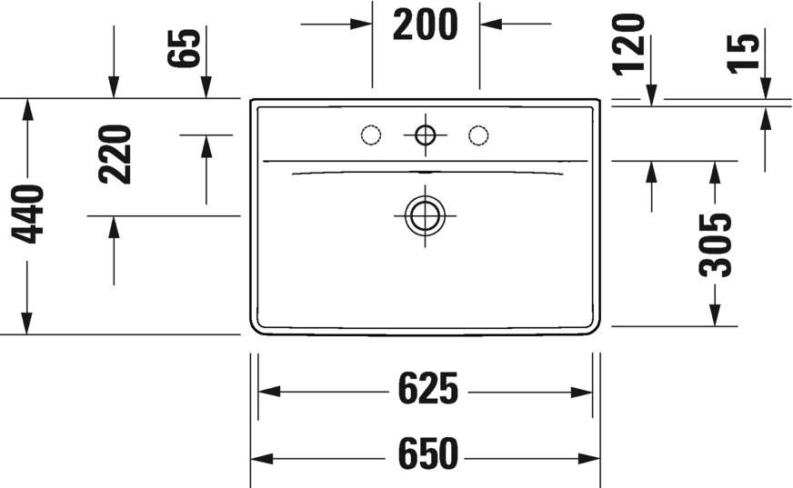 DURAVIT D-Neo wastafel 65cm zonder kraangat Wit Wondergliss