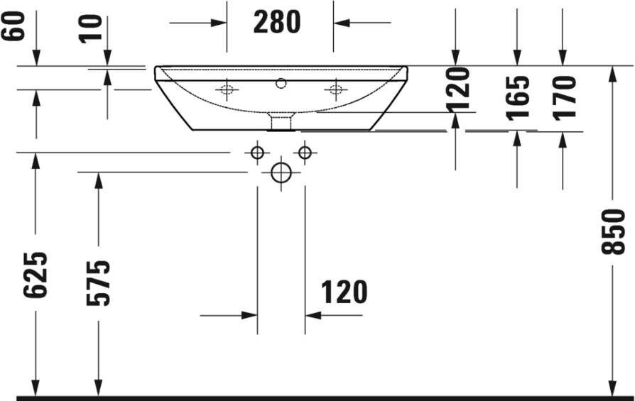 DURAVIT D-Neo wastafel 65cm zonder kraangat Wit Wondergliss