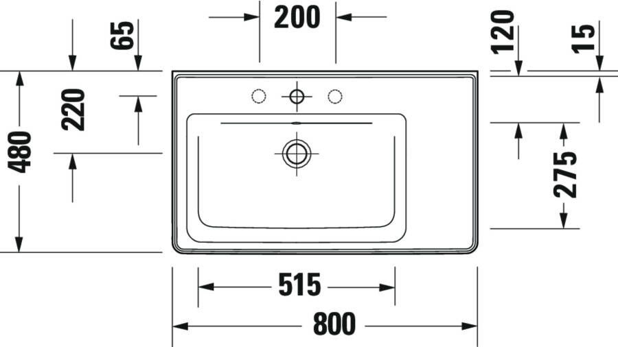 DURAVIT D-Neo wastafel 80cm wastafel links zonder kraangat Wit Wondergliss