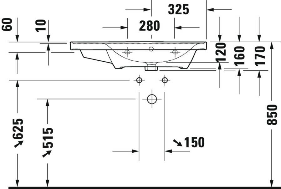 DURAVIT D-Neo wastafel 80cm wastafel rechts met kraangat Wit Wondergliss