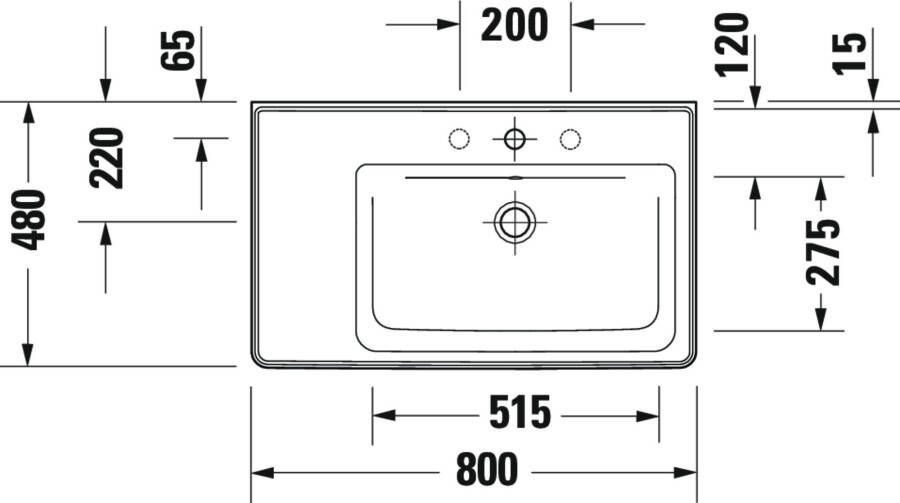 DURAVIT D-Neo wastafel 80cm wastafel rechts zonder kraangat Wit